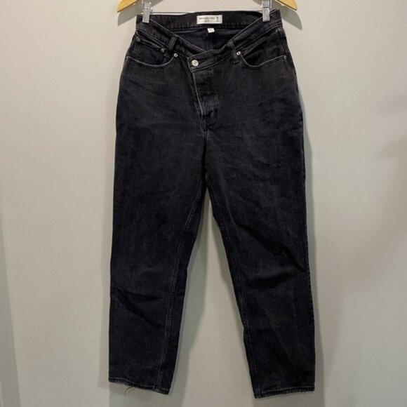 Abercrombie Dad Jean in black with criss crossed waist Size 28 - Picture 7 of 11